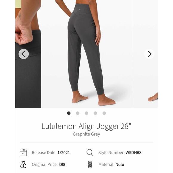Lululemon Align Jogger 28in Graphite Grey size 6. EUC. No pilling. $98 retail. - Picture 5 of 6